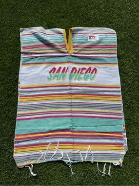 San Diego Padres City Connect Striped Poncho - Mint, Pink & Yellow -New